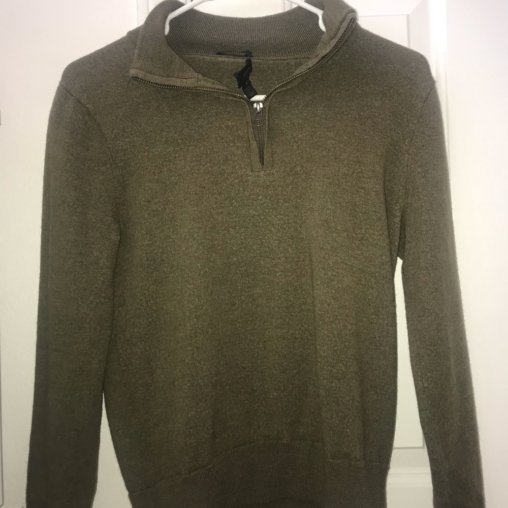 J CREW army green half-zip pullover
